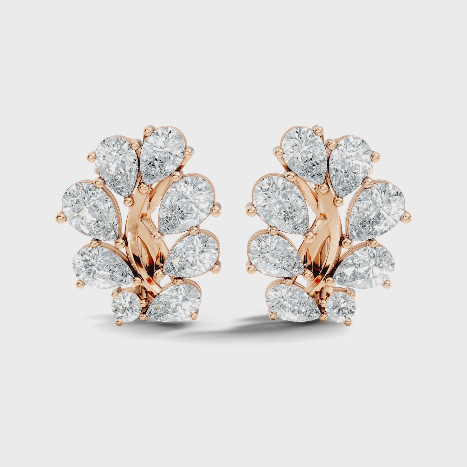 Pear-Cut Diamond Cluster Blossom Stud