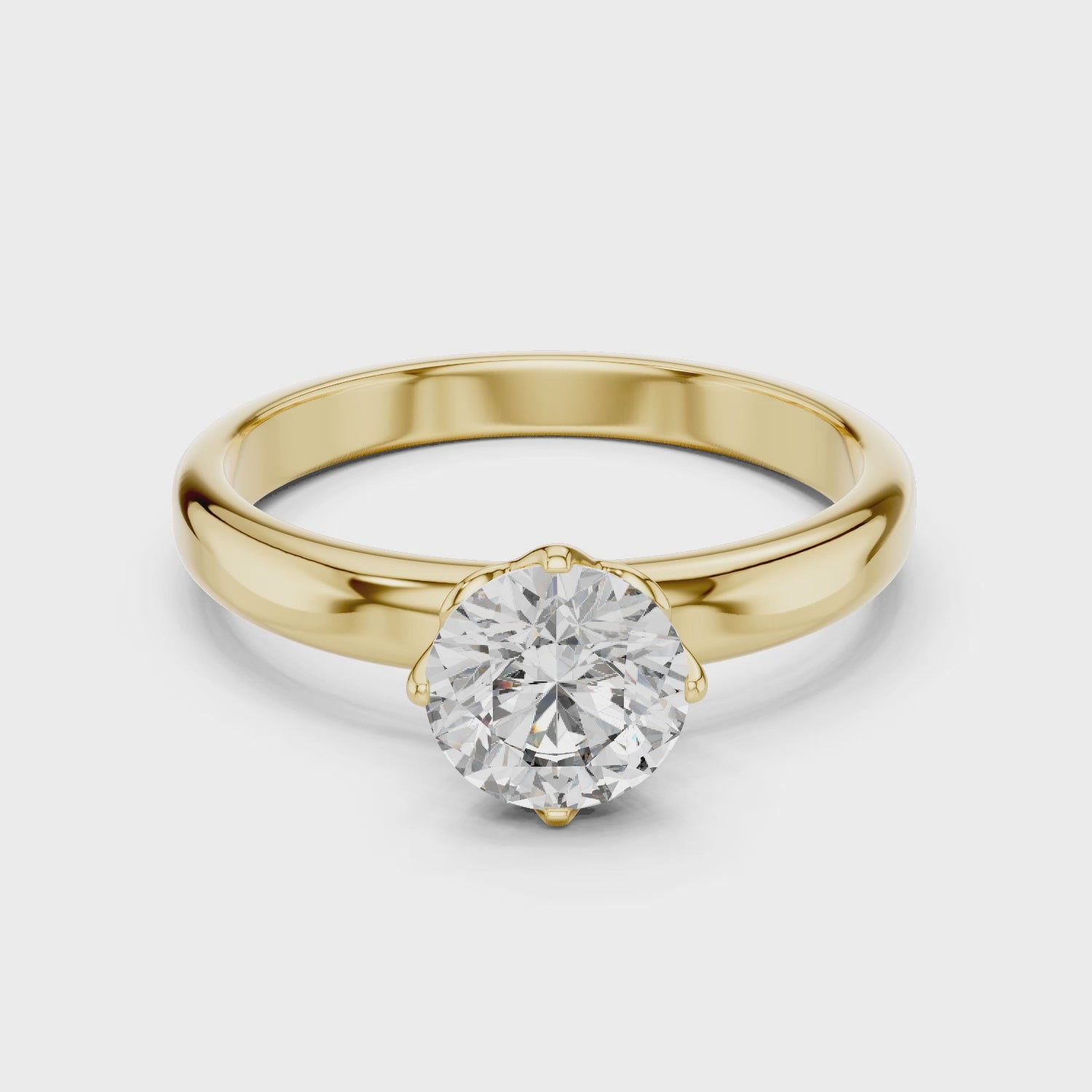 1.0 ct Lotus Prong Round Solitaire Engagement Ring