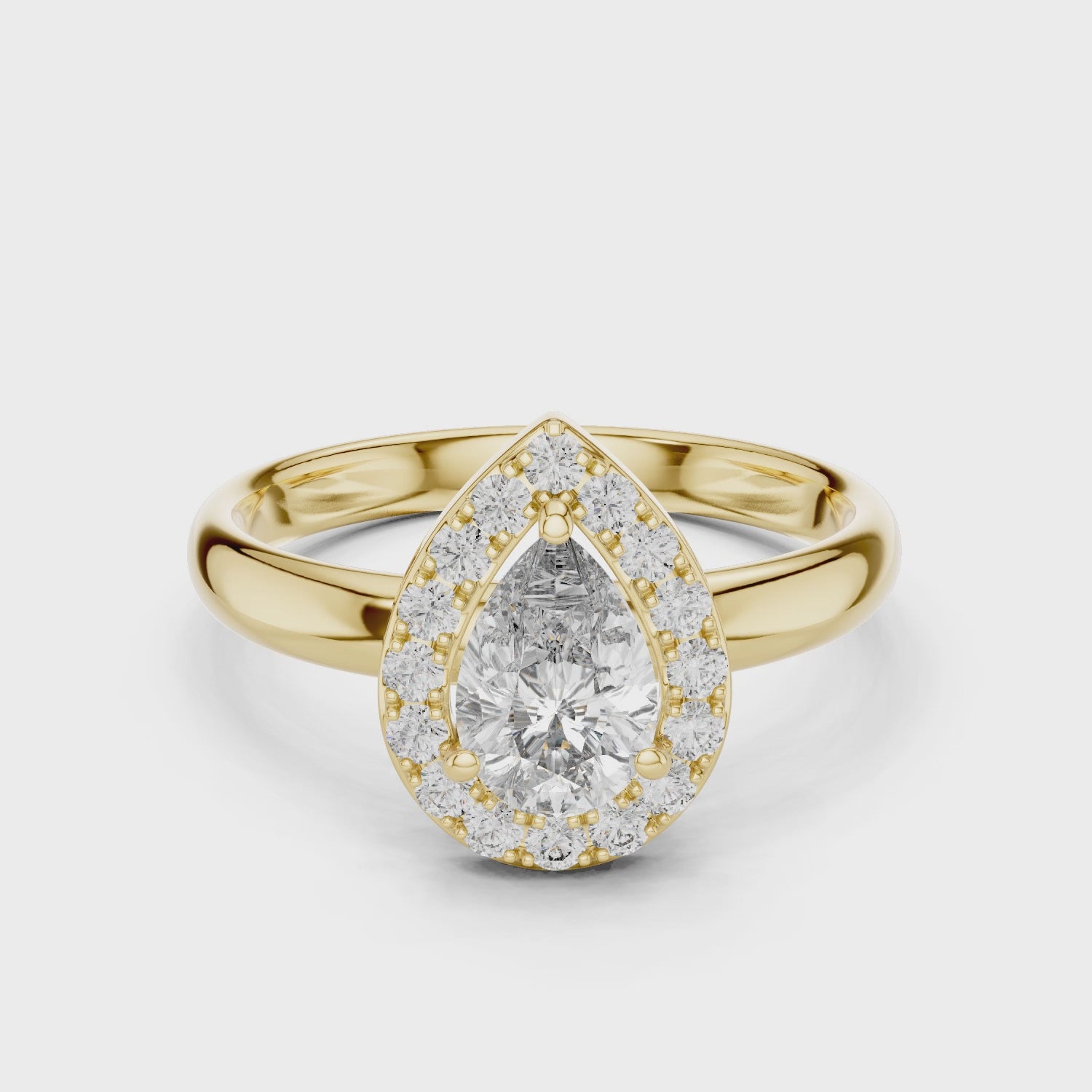 Pear-Cut Halo Engagement Ring with Plain Band