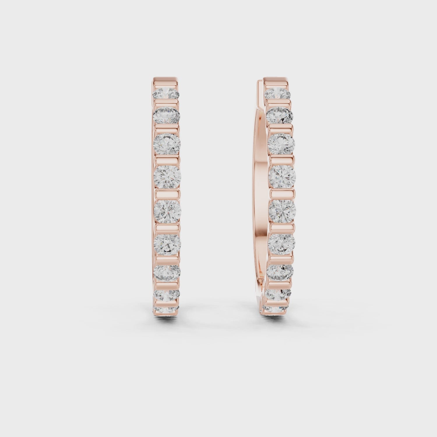 Classic Shared-Prong Round Diamond Hoop Earrings