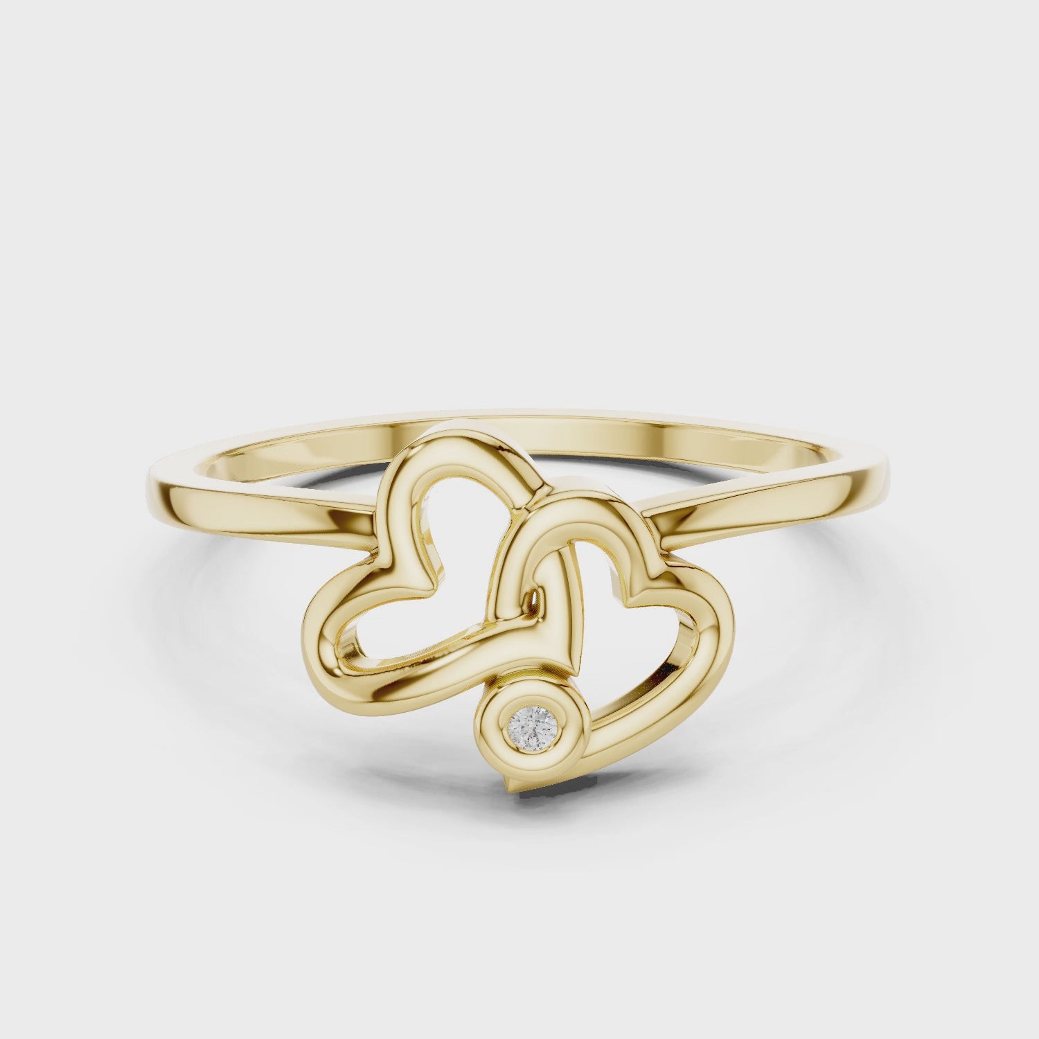 Interlocking Openwork Hearts Bezel Ring