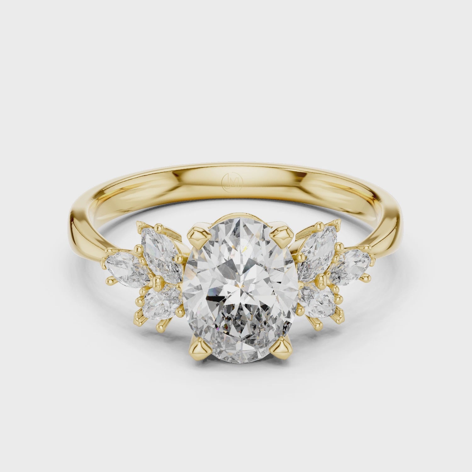 Oval Solitaire & Marquise Cluster Engagement Ring