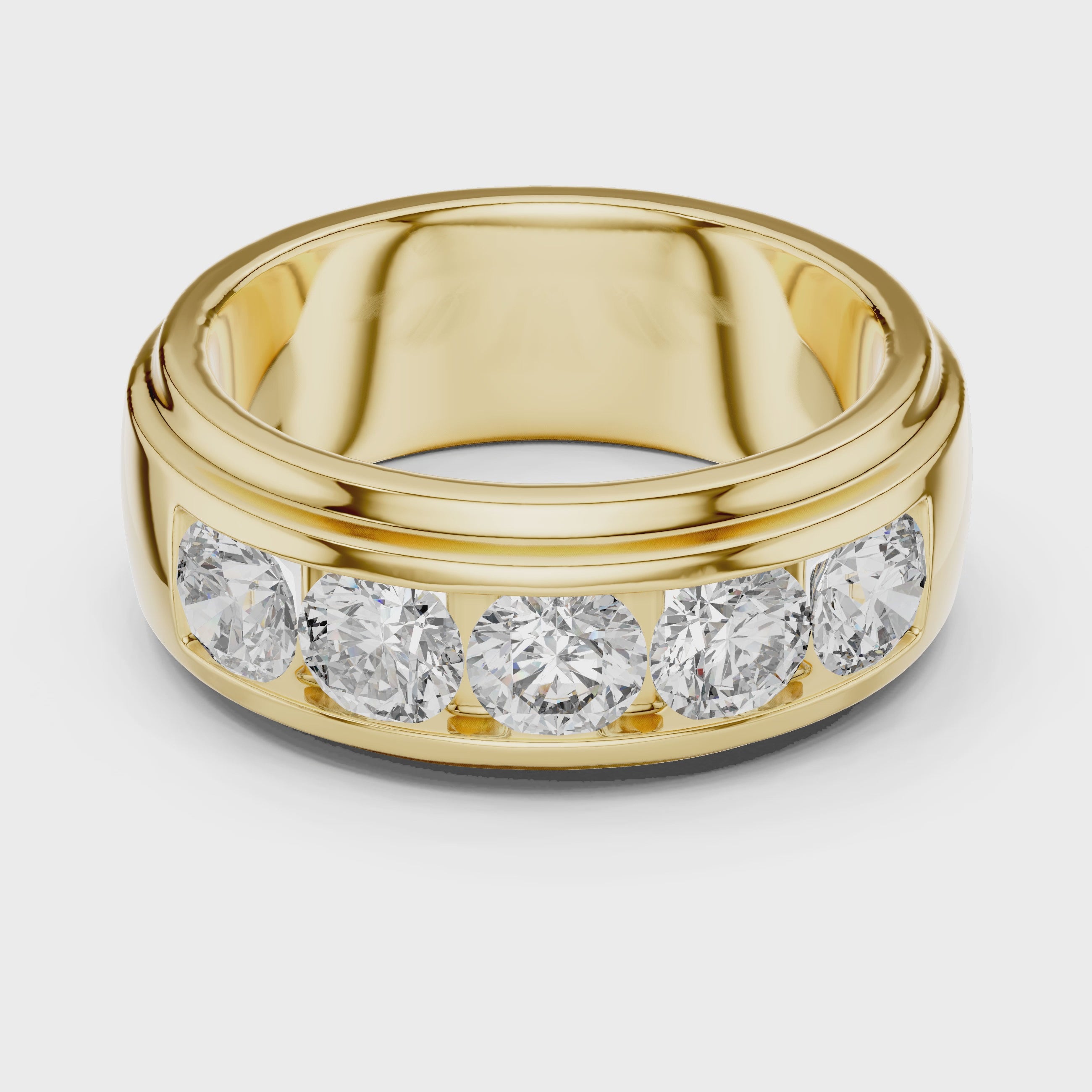5-Stone Channel-Set Wide Diamond Band