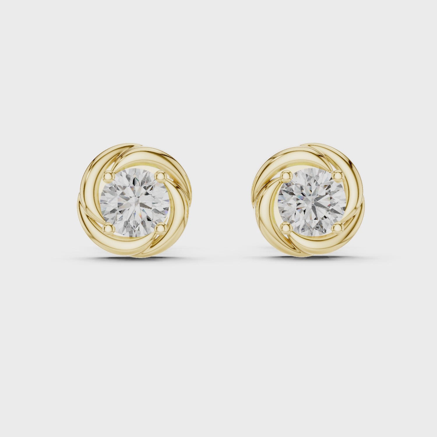 Twisted Ribbon Round Cut Diamond Studs