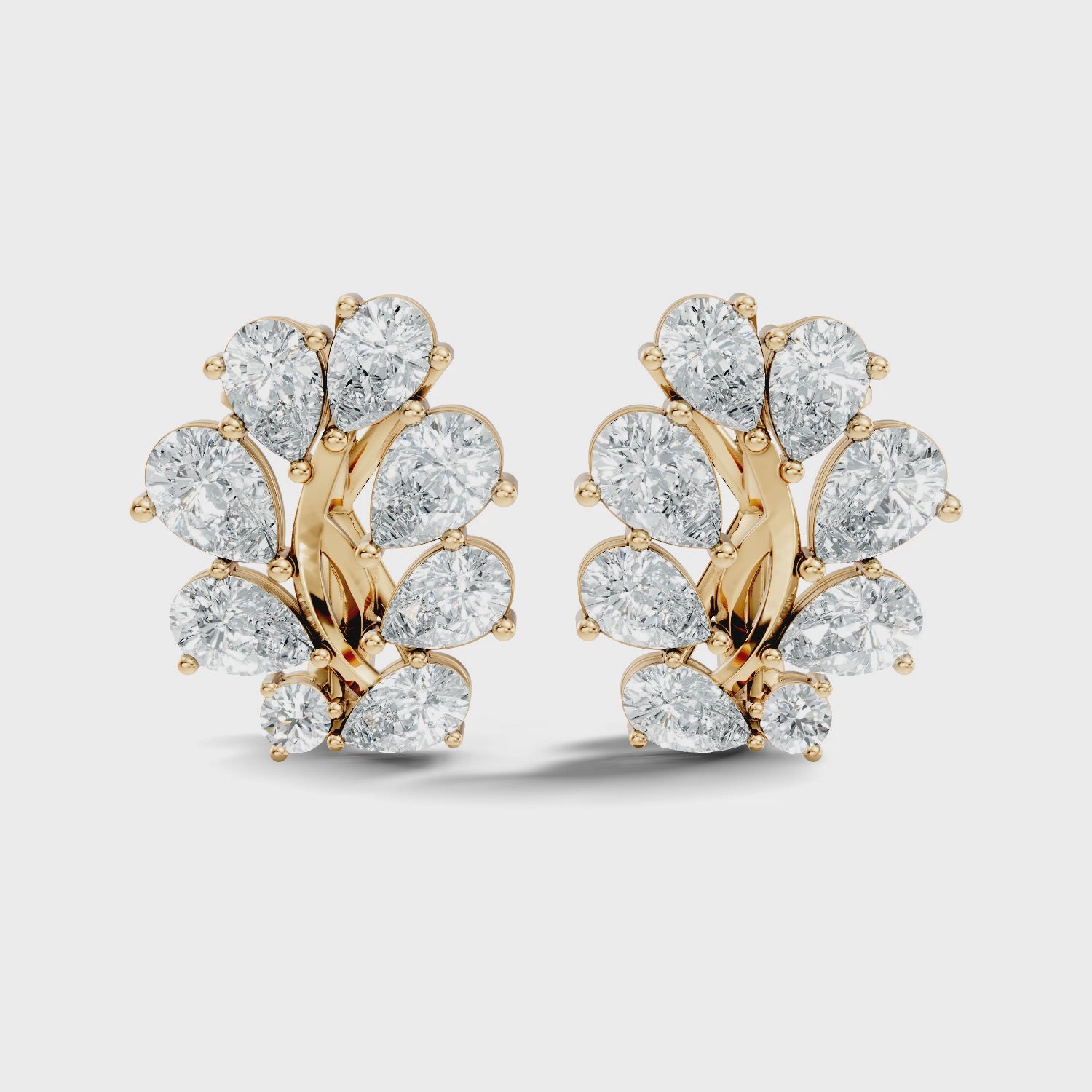 Pear-Cut Diamond Cluster Blossom Stud