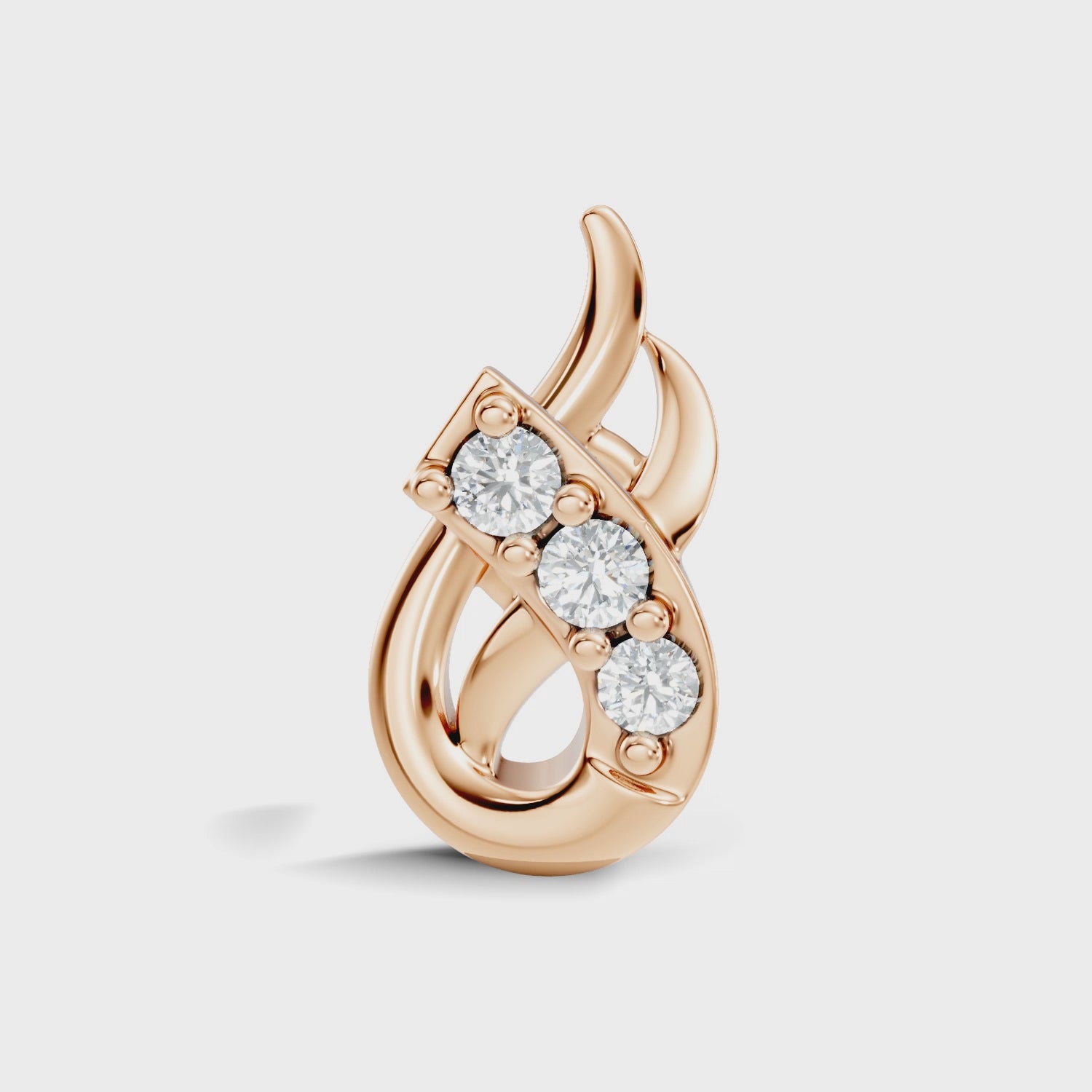 Lustrous Flame 3-Stone Diamond Earring