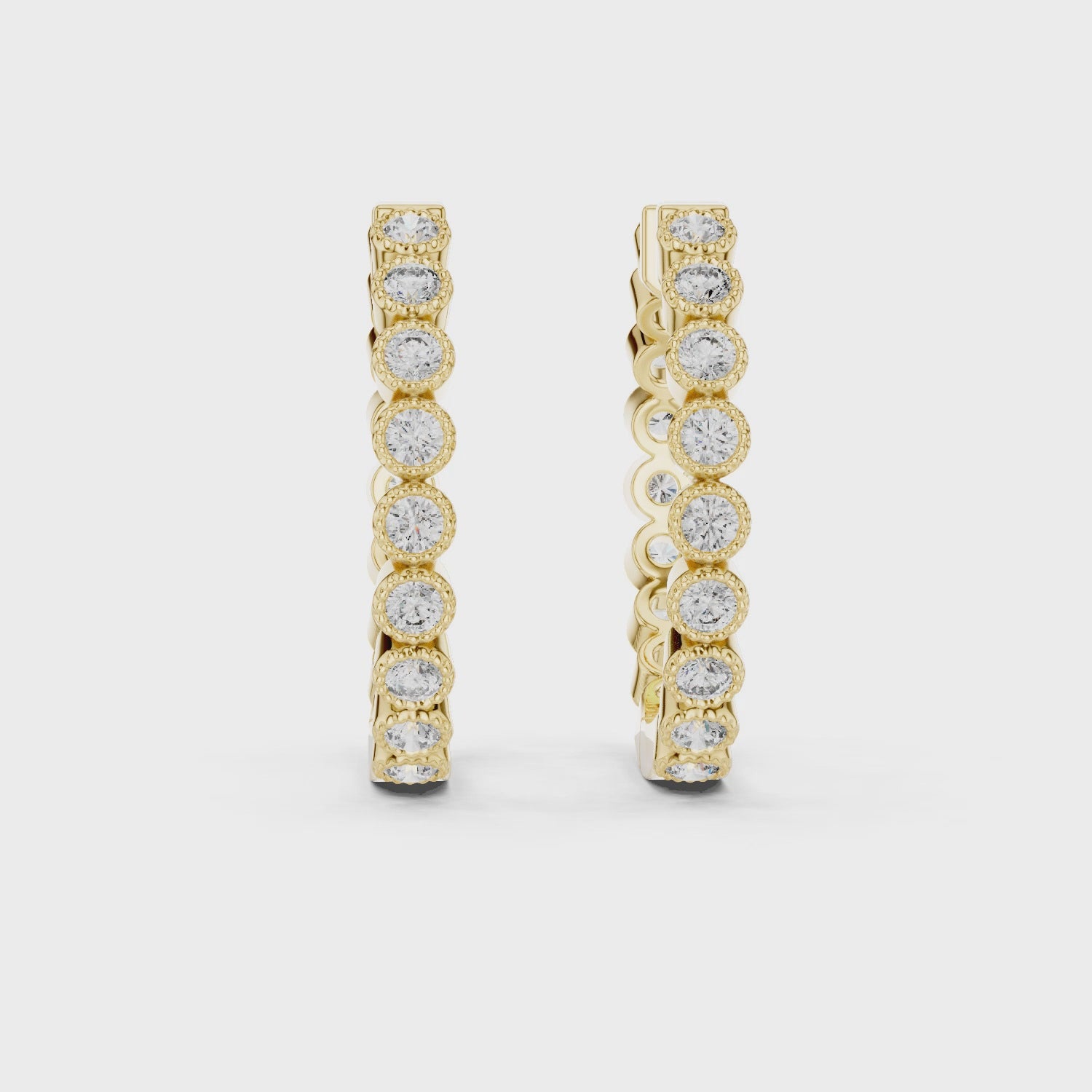 Classic Bezel-Set Round Diamond Hoop Earrings