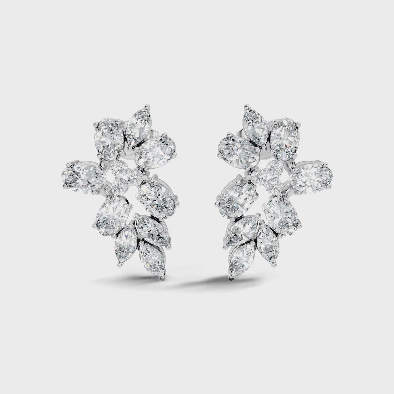 Mixed-Cut Floral Cluster Stud