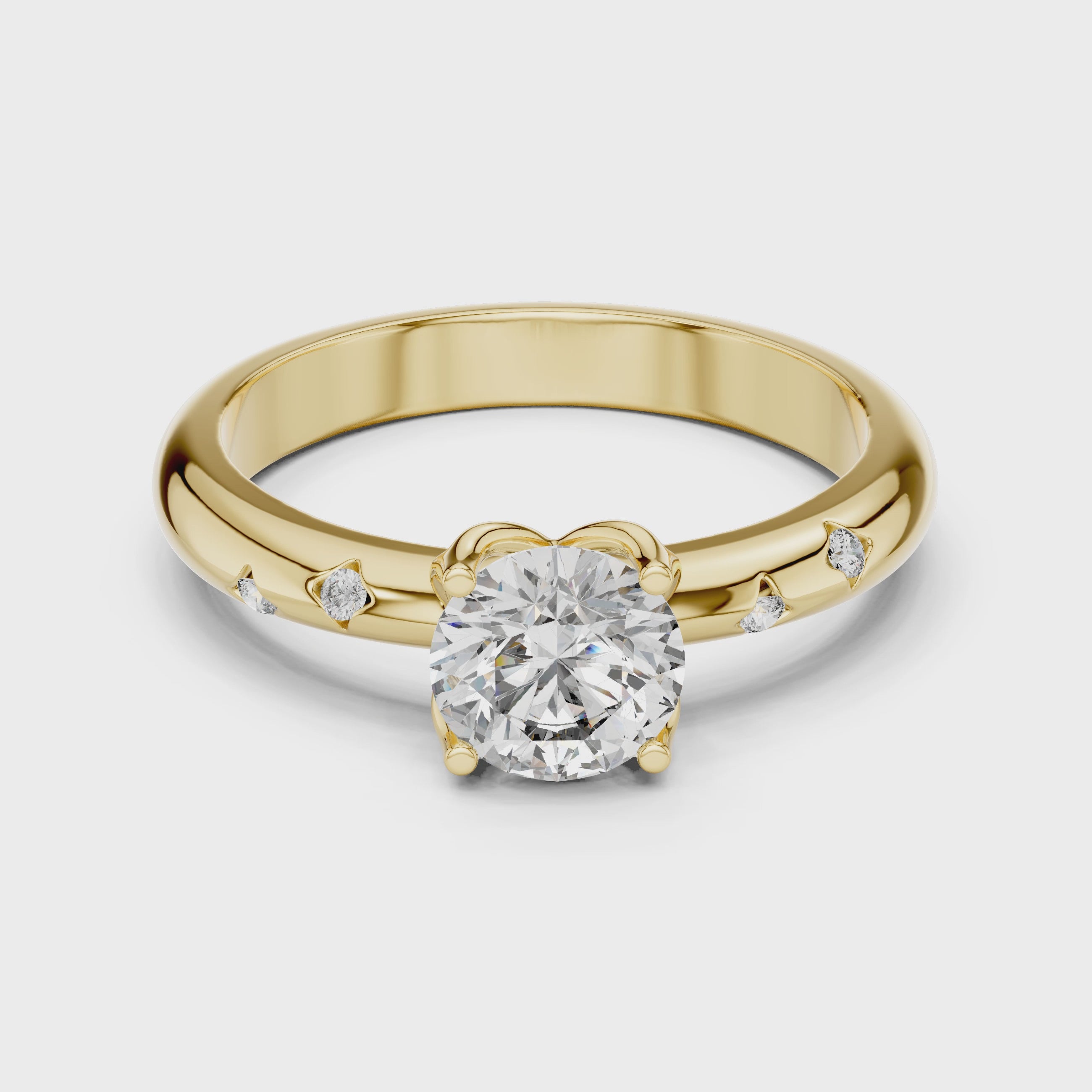 Solitaire Engagement Ring with Bezel-Set Accent Stones