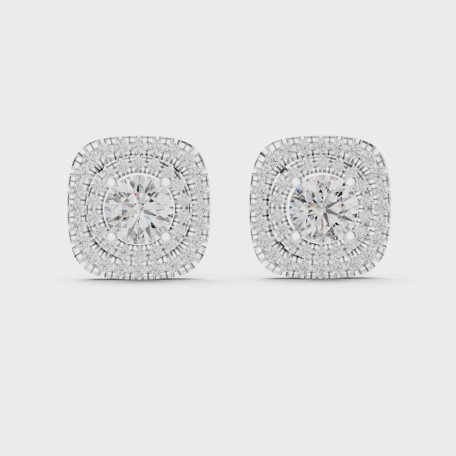 Cushion Double Halo Diamond Studs