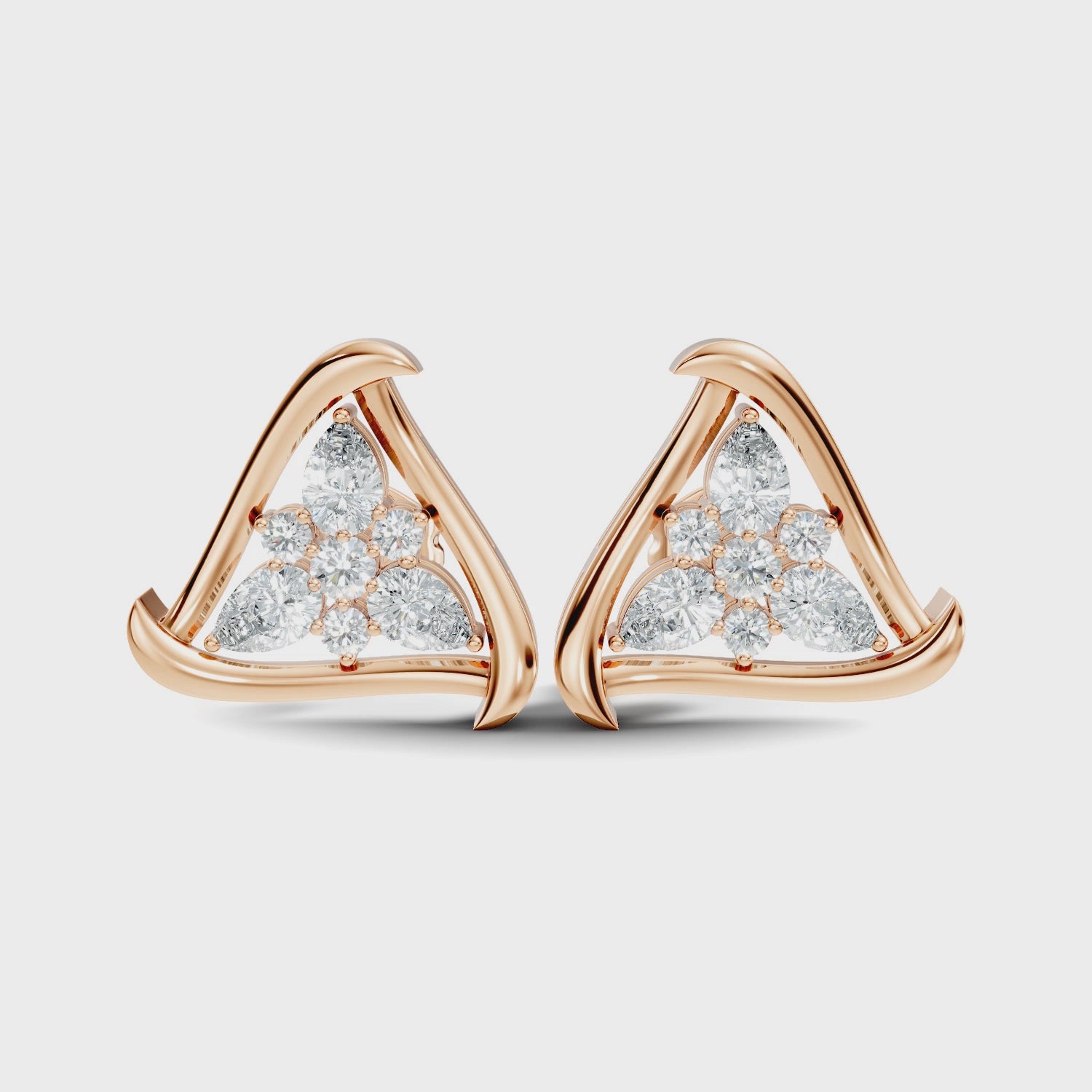 Triangular Floral Cluster Diamond Earrings
