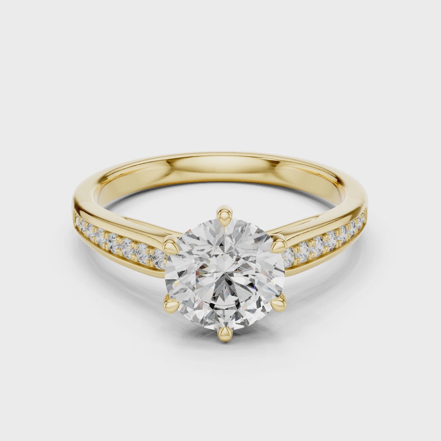 Round Solitaire Tapered Pave Engagement Ring