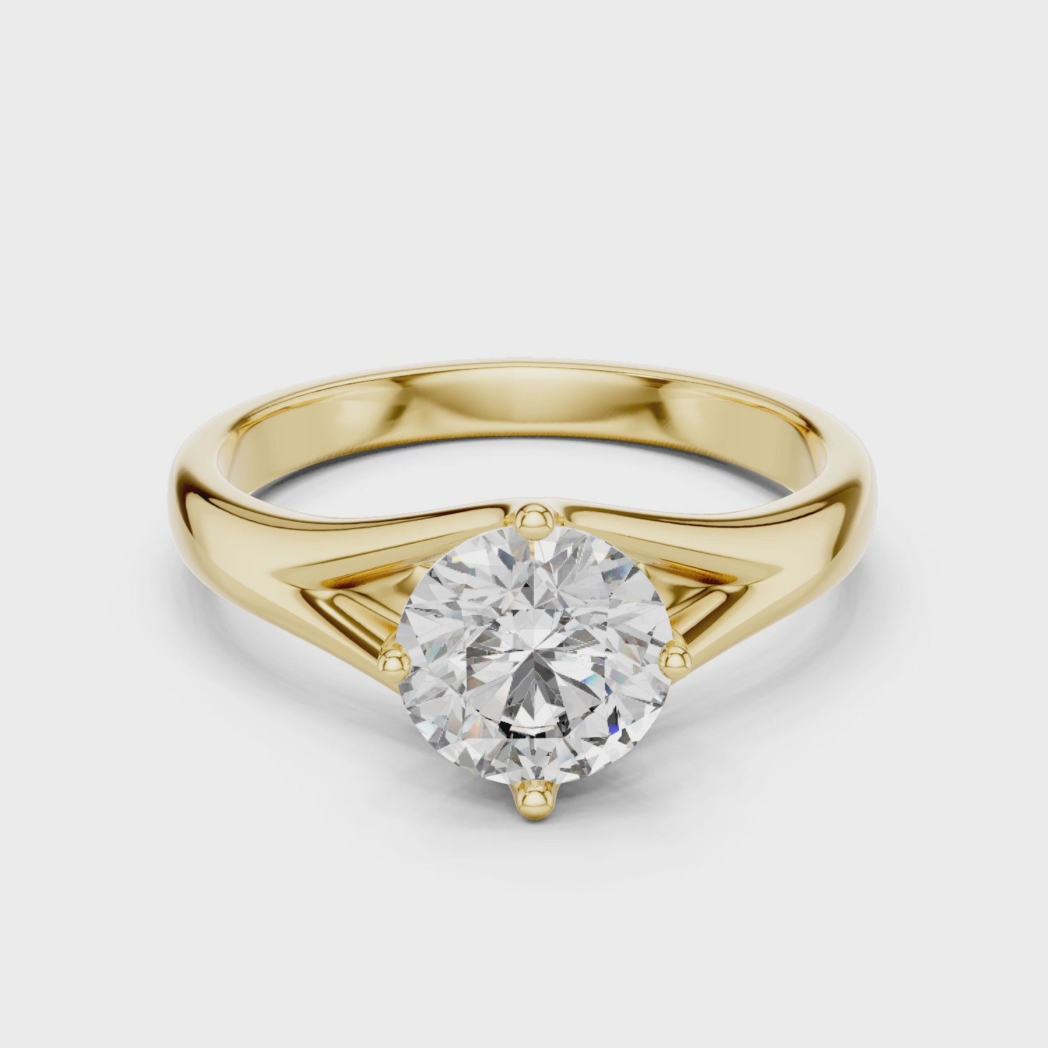 Tapered Split-Shank 1.00 Carat Round Solitaire Diamond Ring