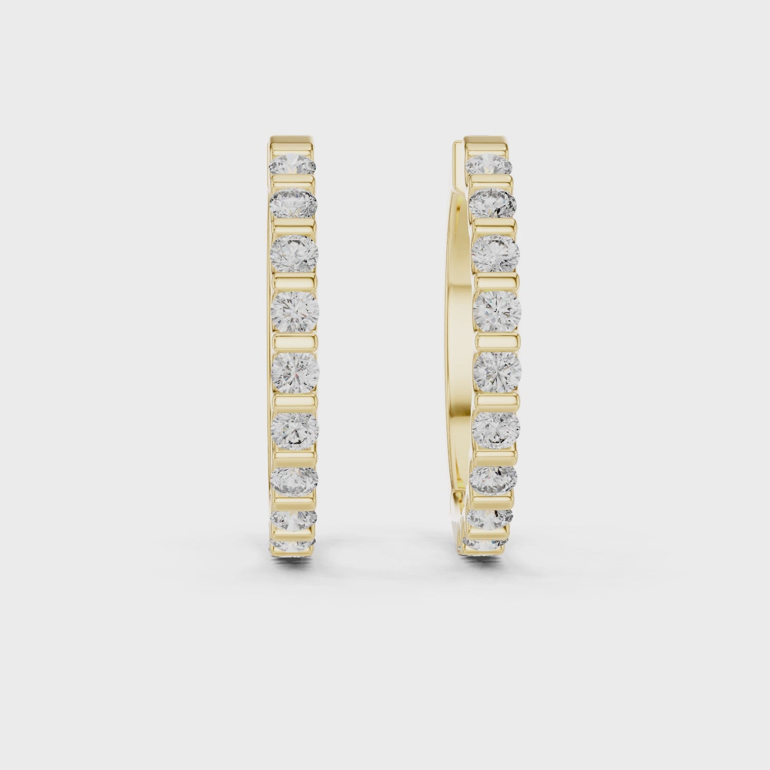 Classic Shared-Prong Round Diamond Hoop Earrings