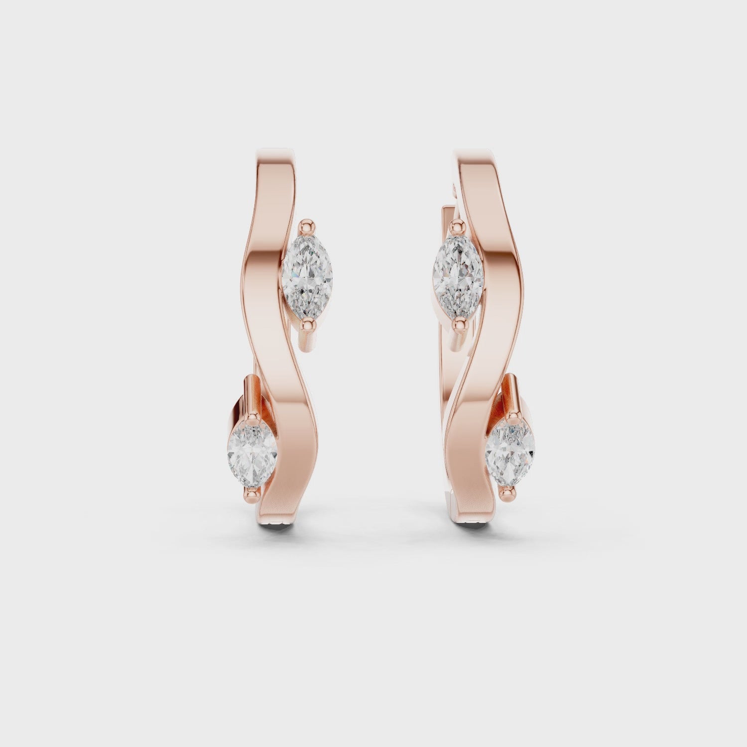 Marquise Cut Diamond Swirl Hoop Earrings