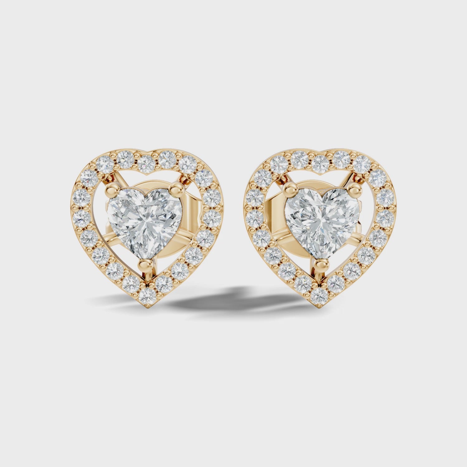 Heart Cut Diamond Floating Open Halo Stud