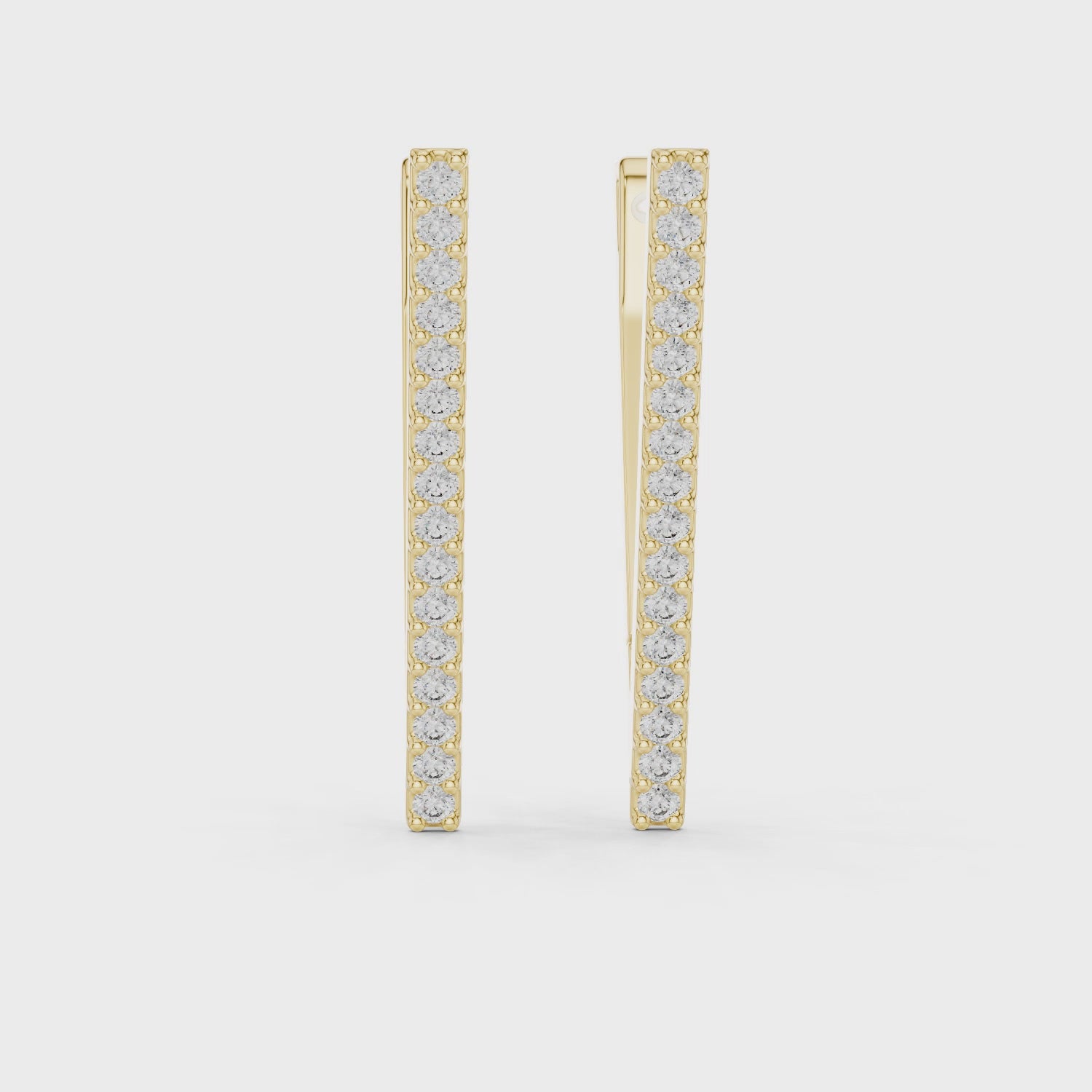 Classic Round Diamond Row Linear Earrings