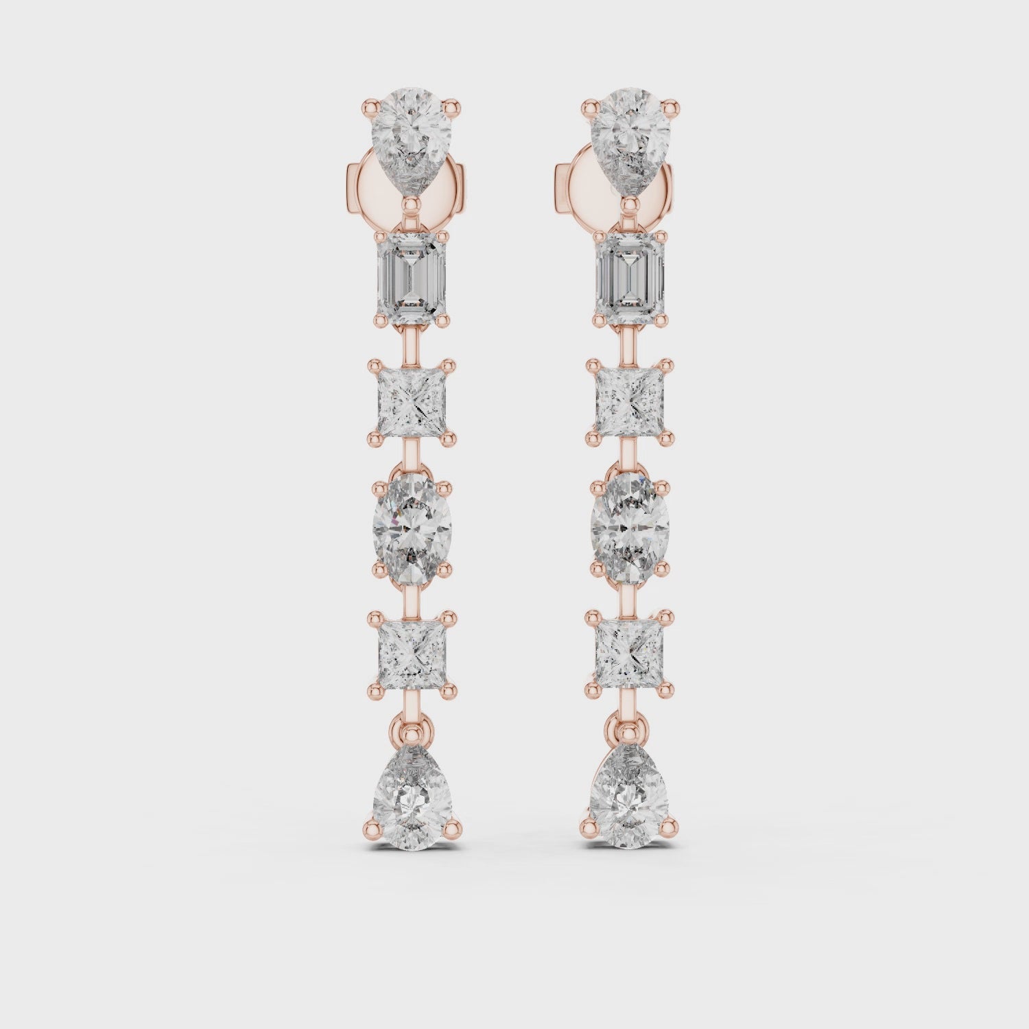 Multi-Shape Diamond Drop Earrings