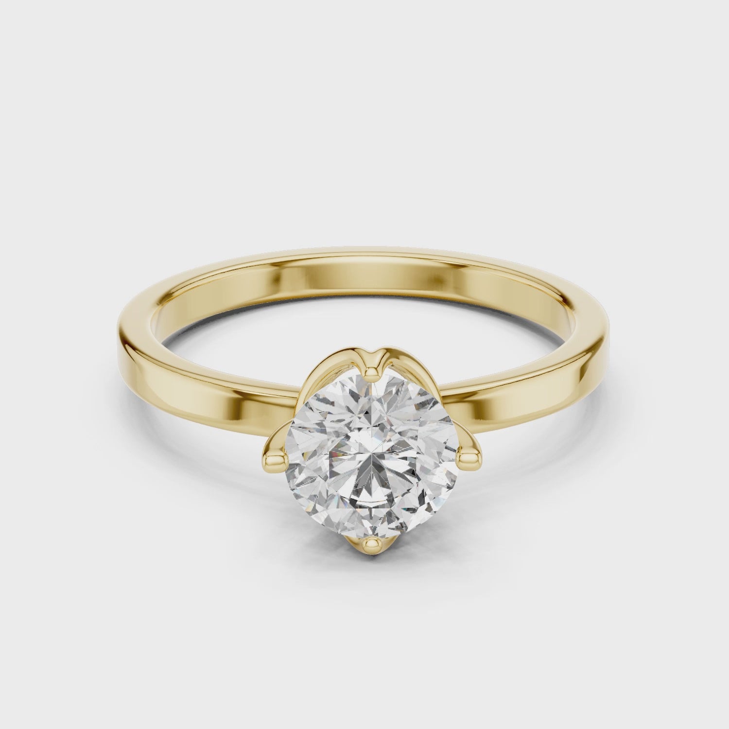 Classic Tapered-Band 1.00 Carat Round Solitaire Diamond Ring