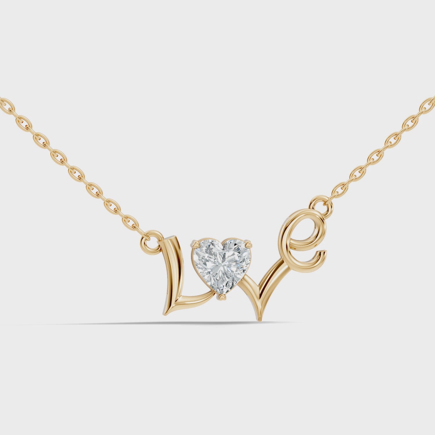 Heart Cut Diamond Script "Love" Pendant (0.44 TCW)
