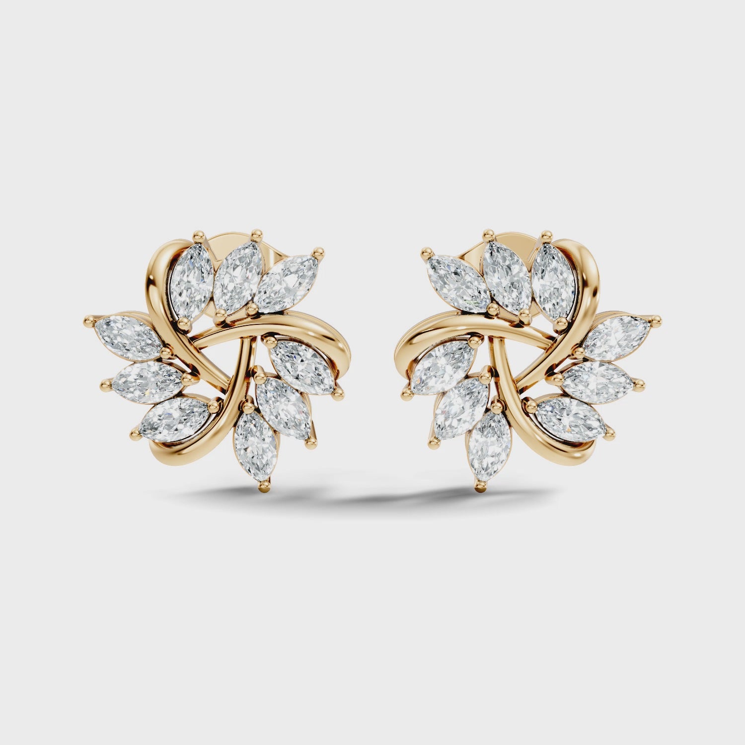 Marquise Cut Diamond Whirlwind Starburst Stud