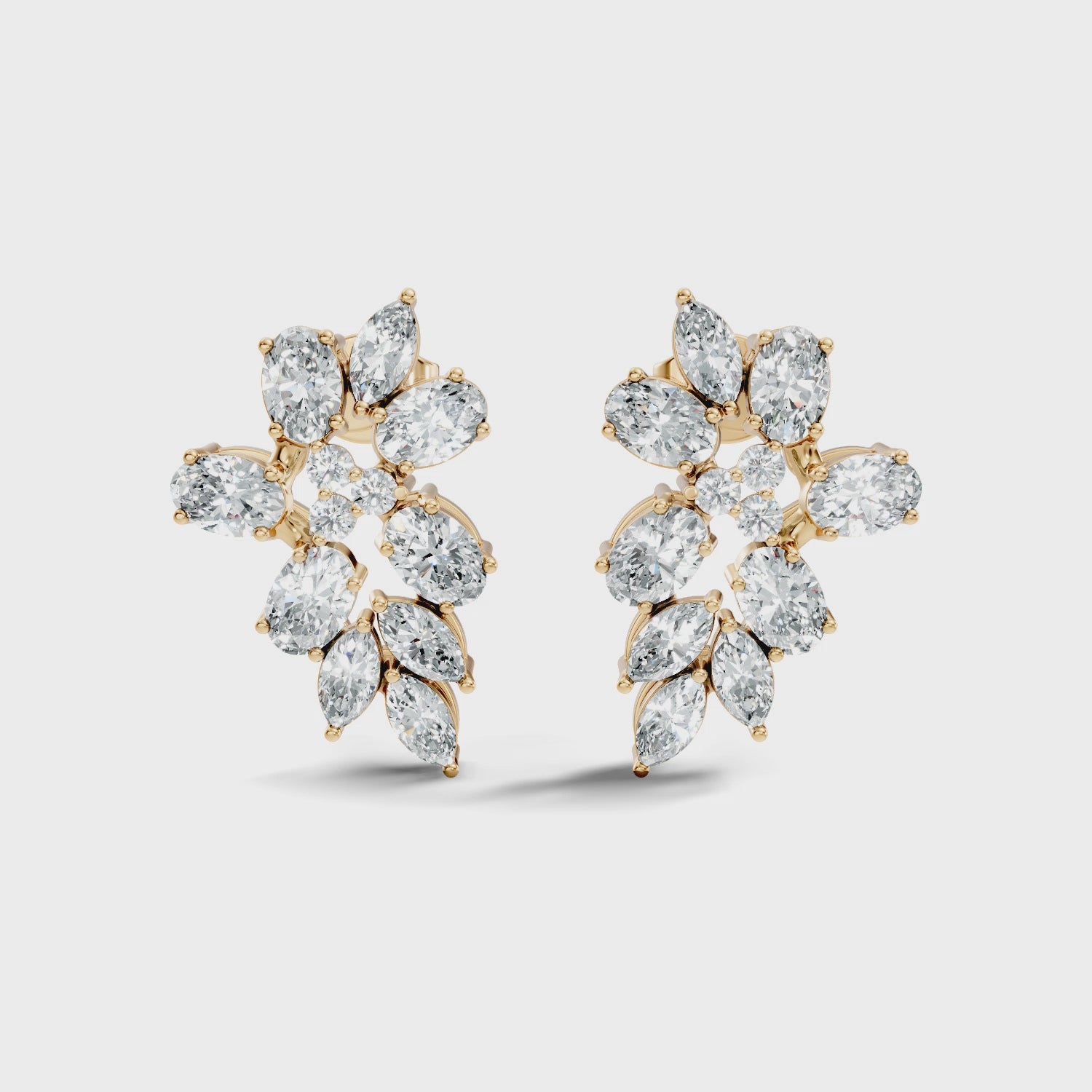 Mixed-Cut Floral Cluster Stud
