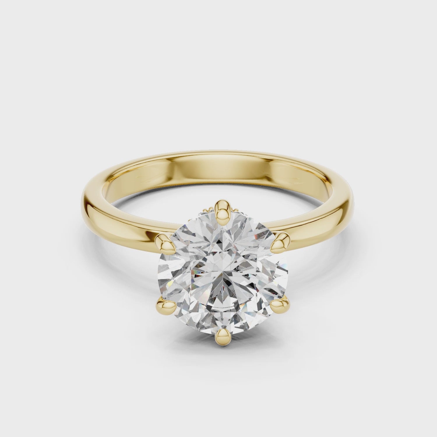 Round Solitaire Engagement Ring with Hidden Halo Gallery