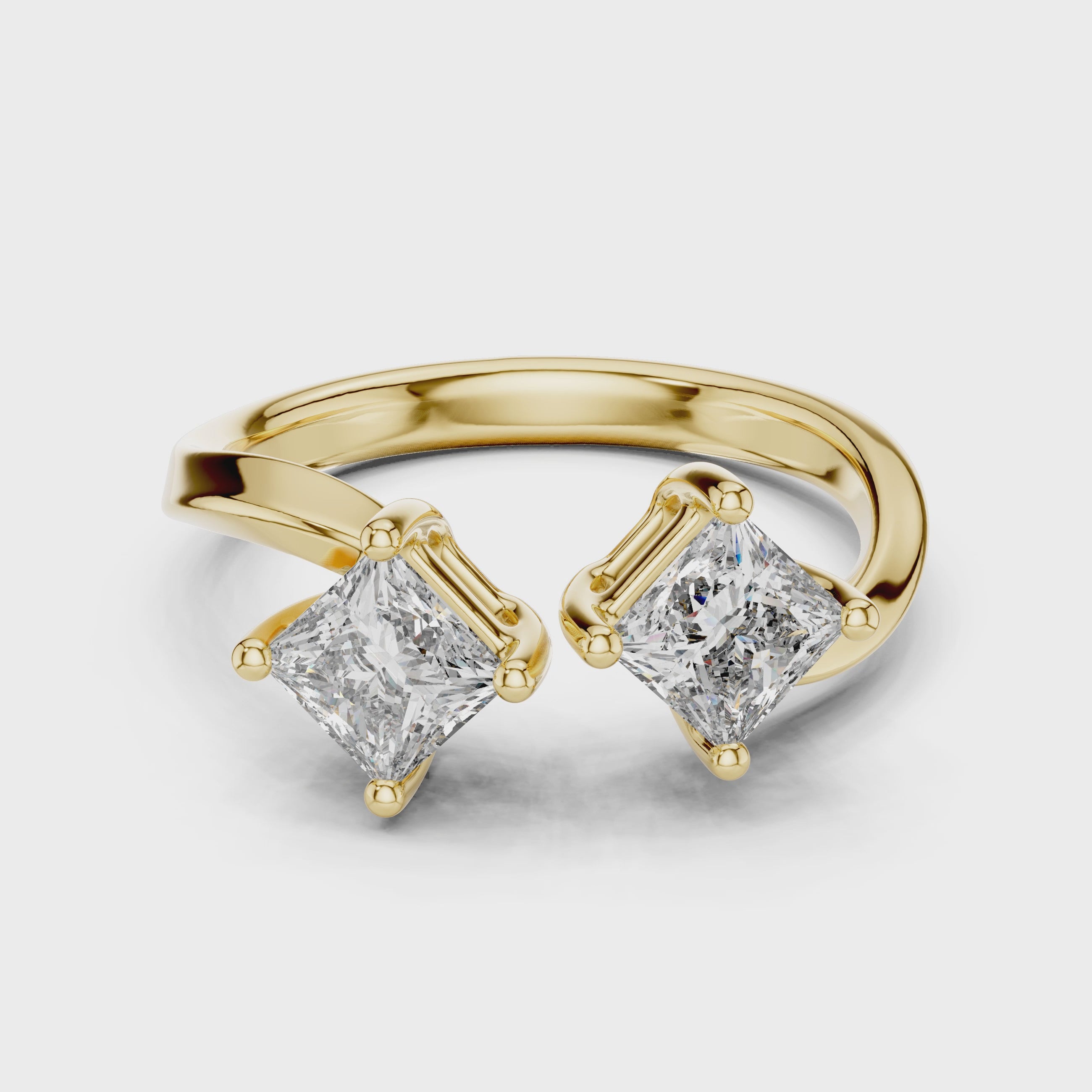 Two-Stone Princess-Cut "Toi et Moi" Bypass Ring