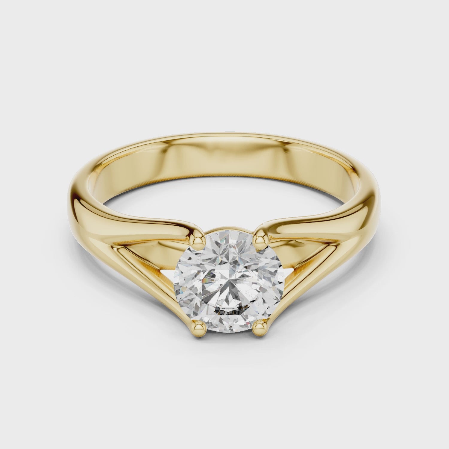 Brinda Gold and Diamonds Split-Shank 1.00 Carat Round Solitaire Diamond Ring