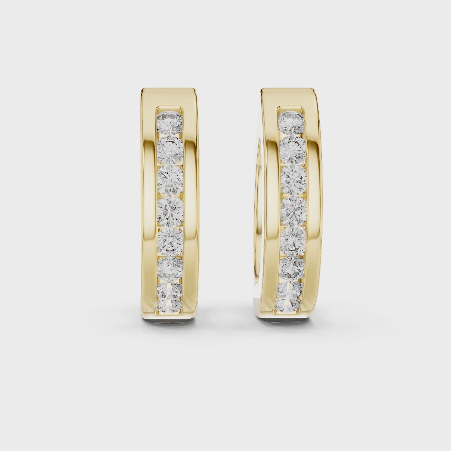 Channel-Set Round Diamond Huggie Hoop Earrings