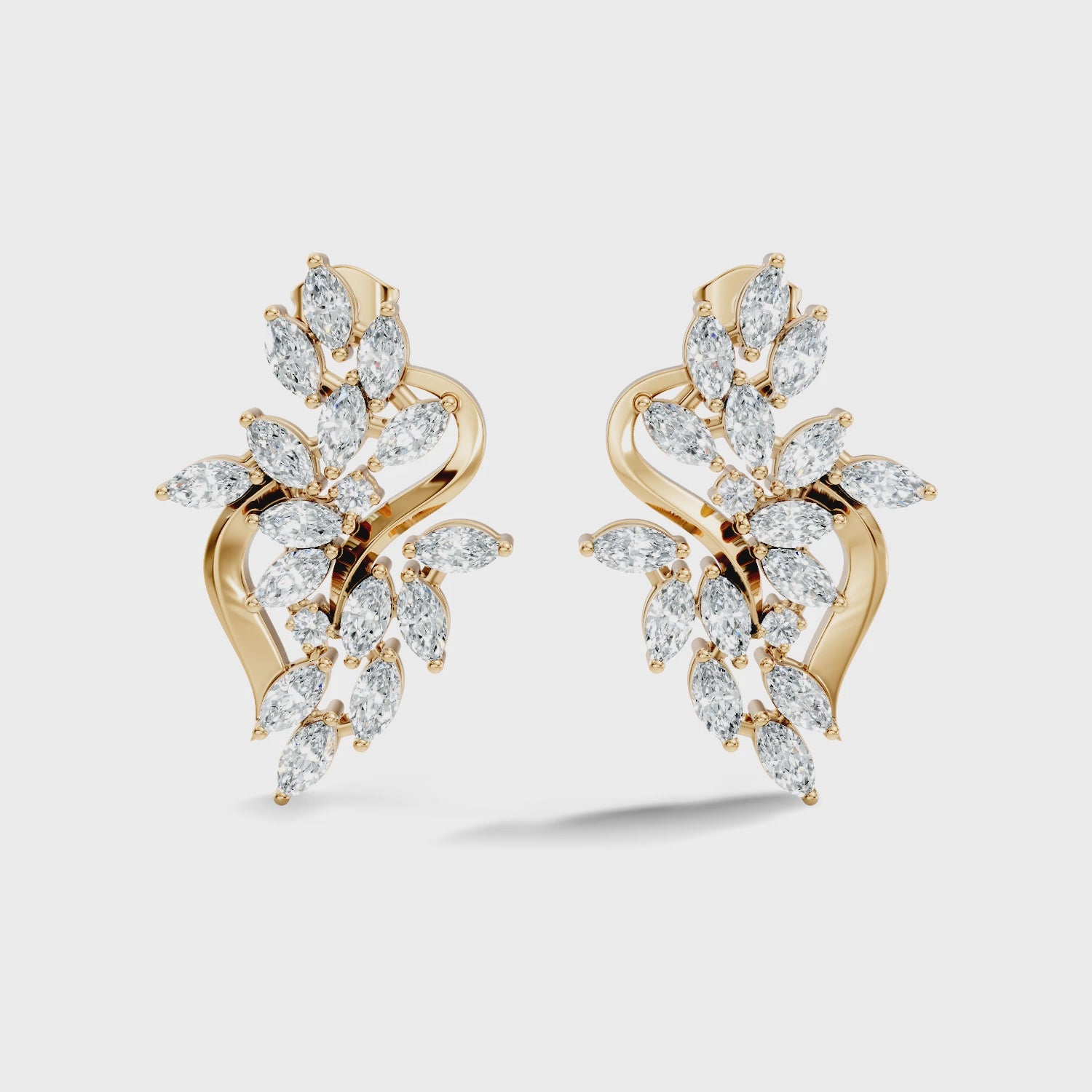 Marquise & Round Diamond Swirl Earrings