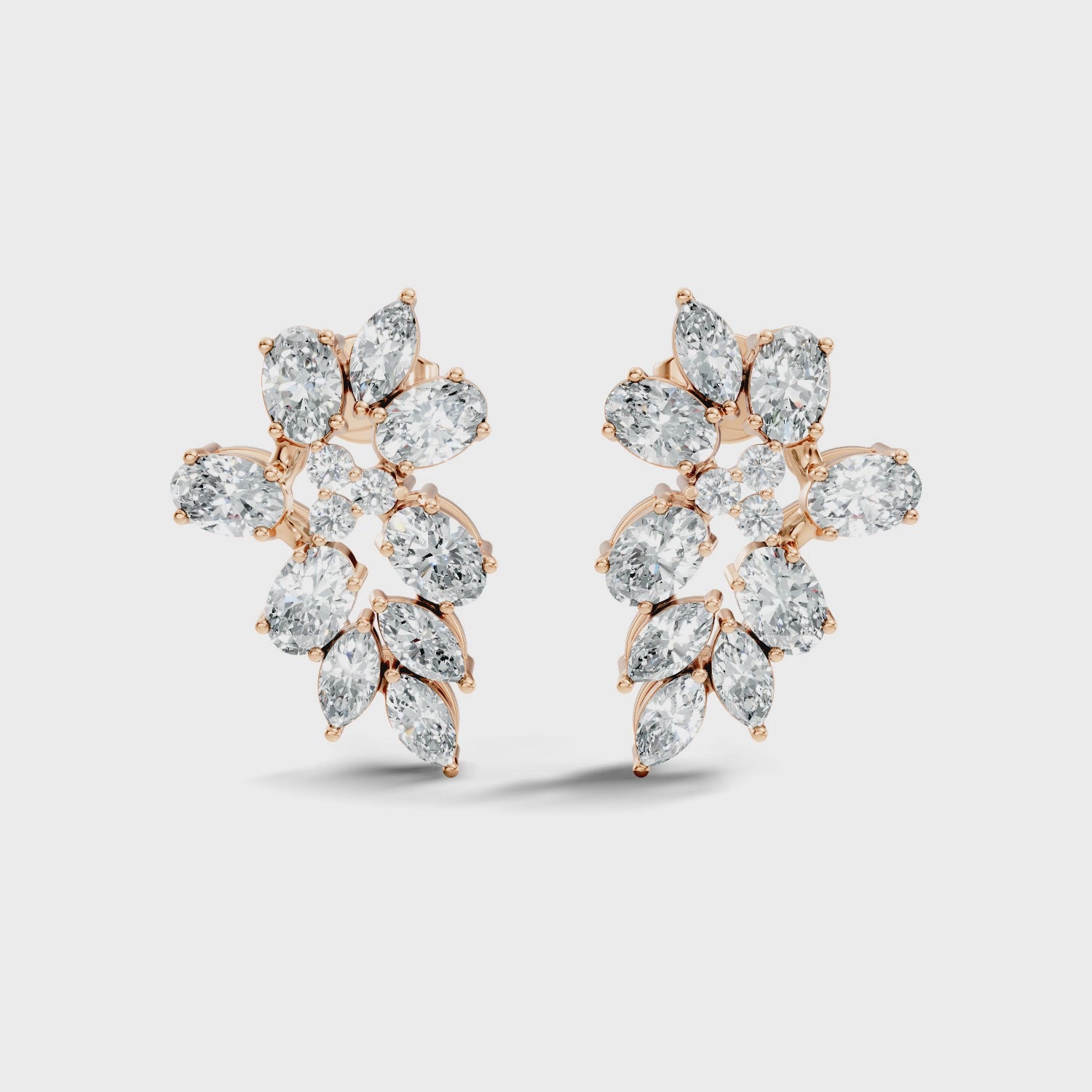 Mixed-Cut Floral Cluster Stud