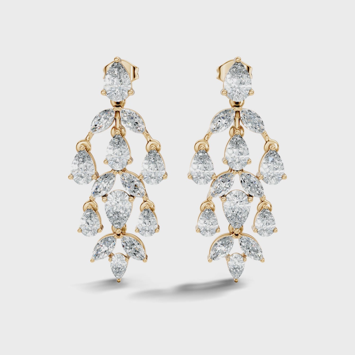 Chandelier Pear & Marquise Diamond Statement Earrings