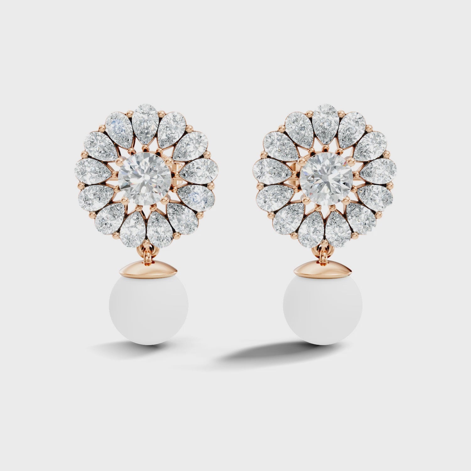 Blooming Sunflower Pearl Drop Earrings