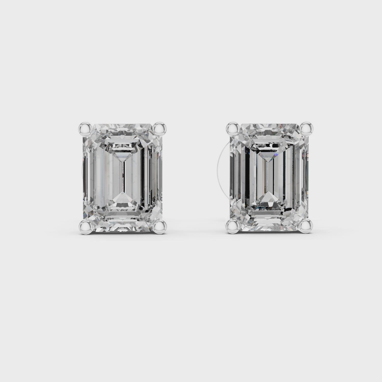 Emerald Cut Diamond Solitaire Stud