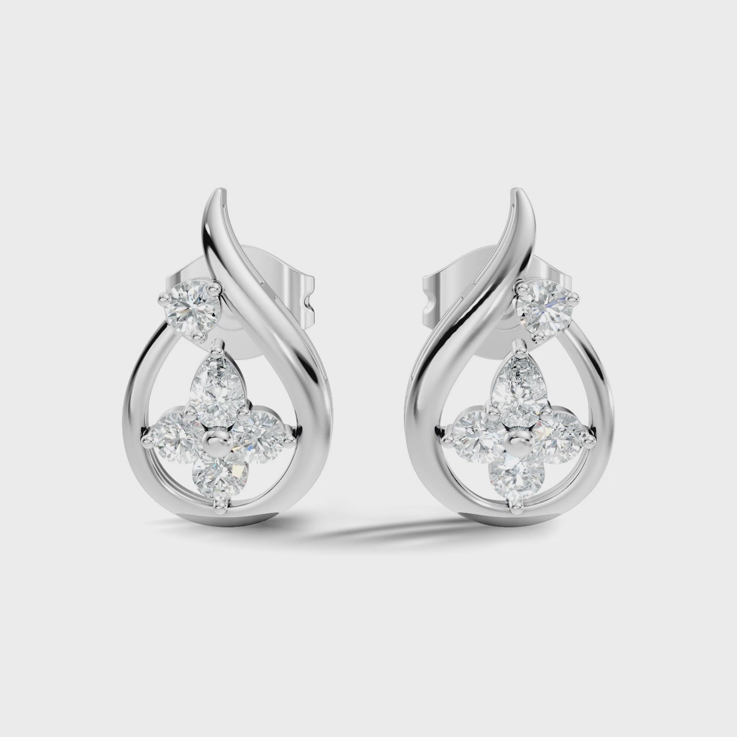 Elegant Teardrop Floral Cluster Stud