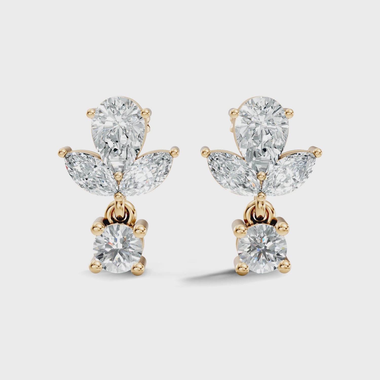 Elegant Botanical Marquise & Pear Diamond Drop