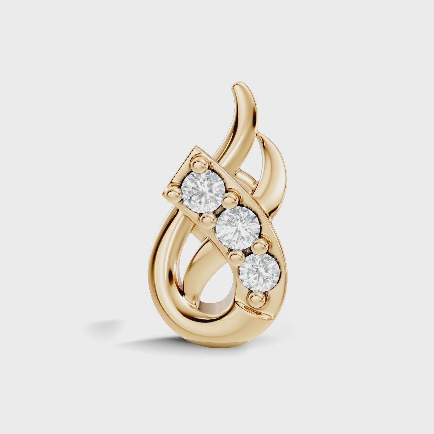 Lustrous Flame 3-Stone Diamond Earring