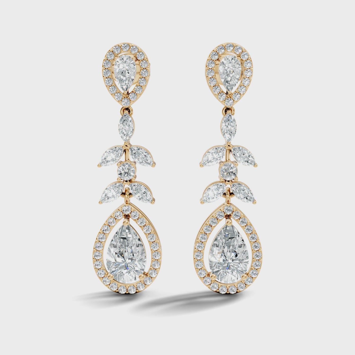 Pear Diamond Vine Drop Earrings