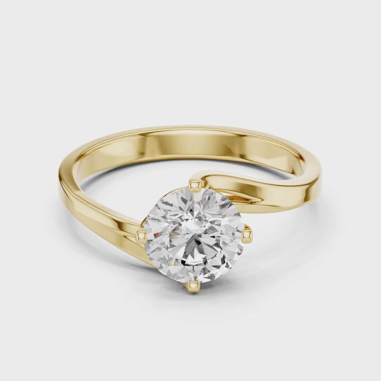 Bypass 1.00 Carat Round Solitaire Diamond Ring