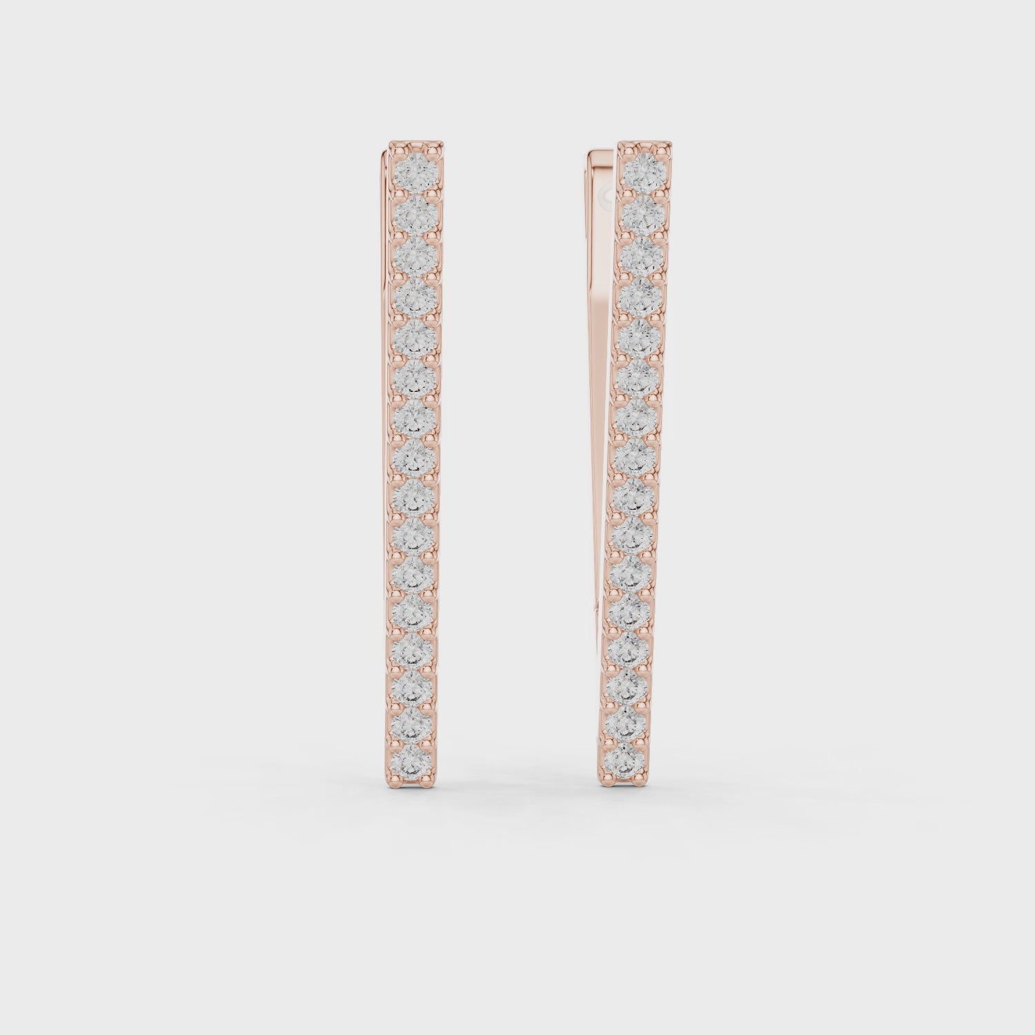 Classic Round Diamond Row Linear Earrings