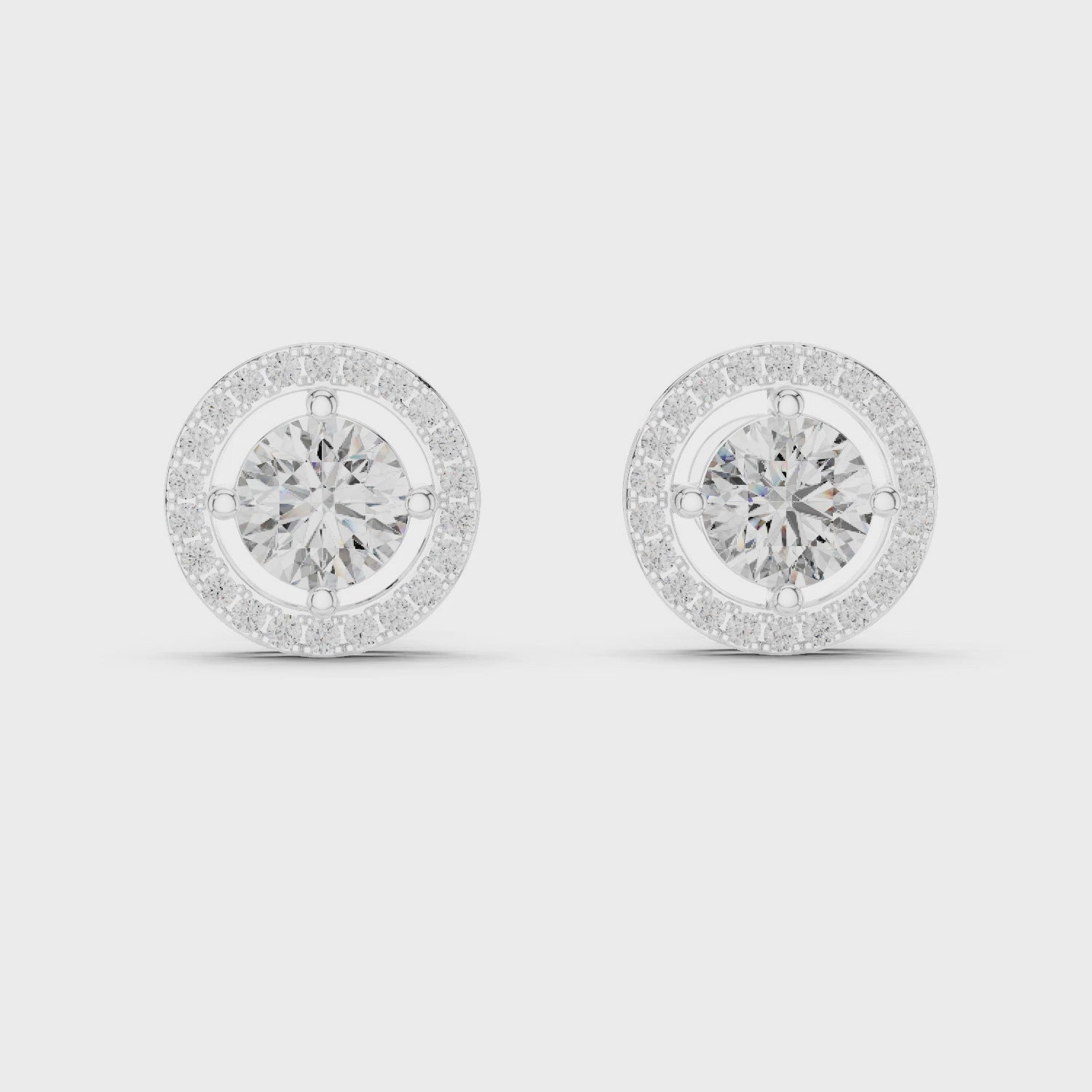 Round Diamond Floating Halo Stud