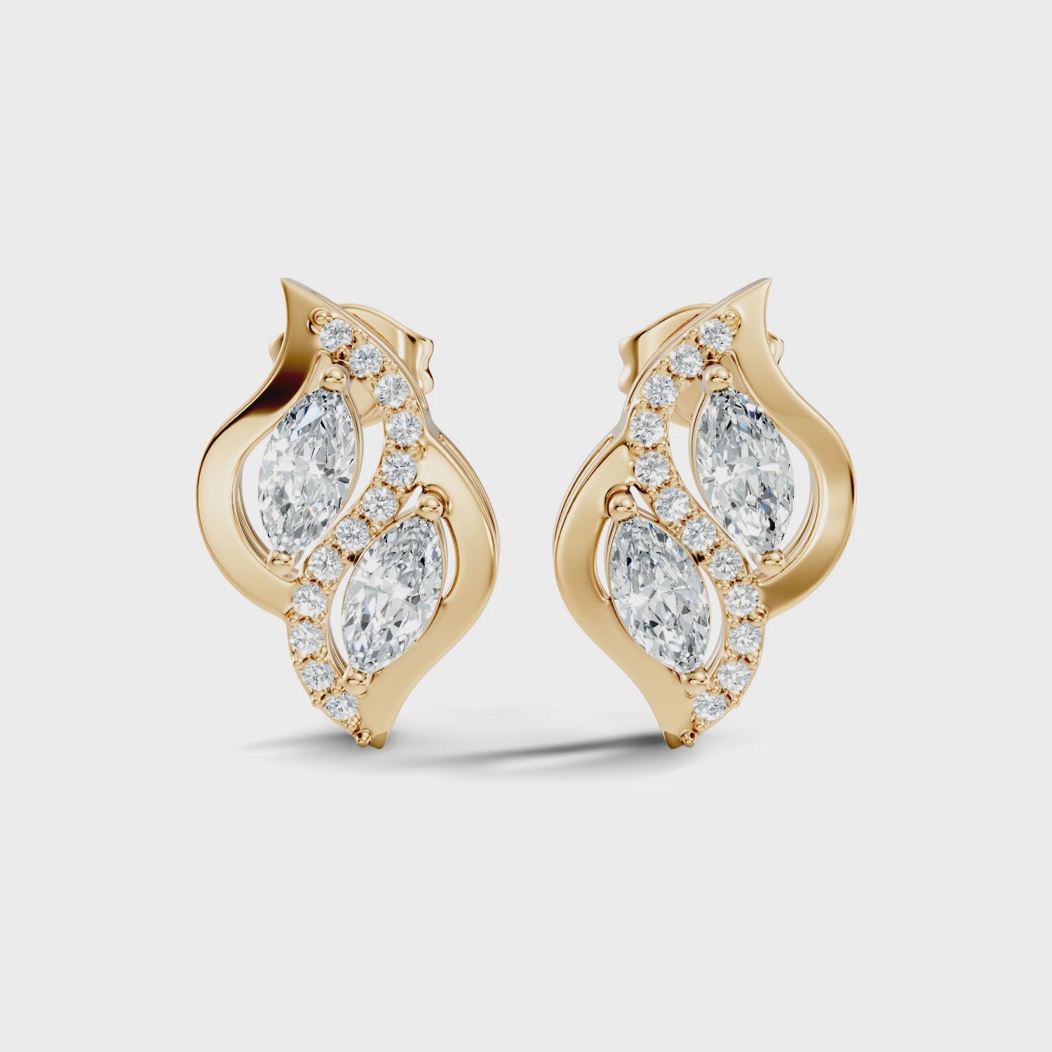 Elegant Marquise & Round Diamond Swirl Stud