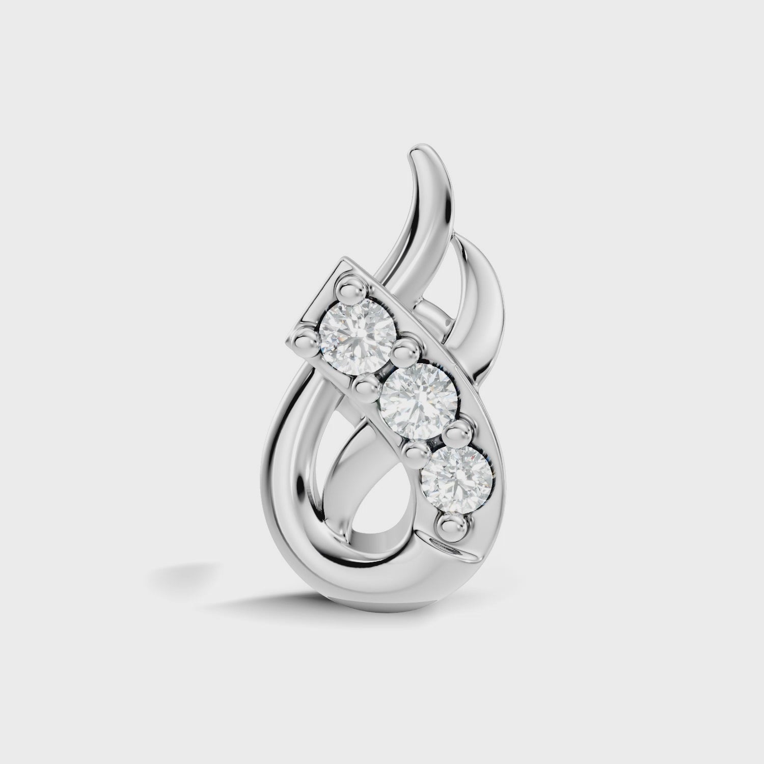Lustrous Flame 3-Stone Diamond Earring