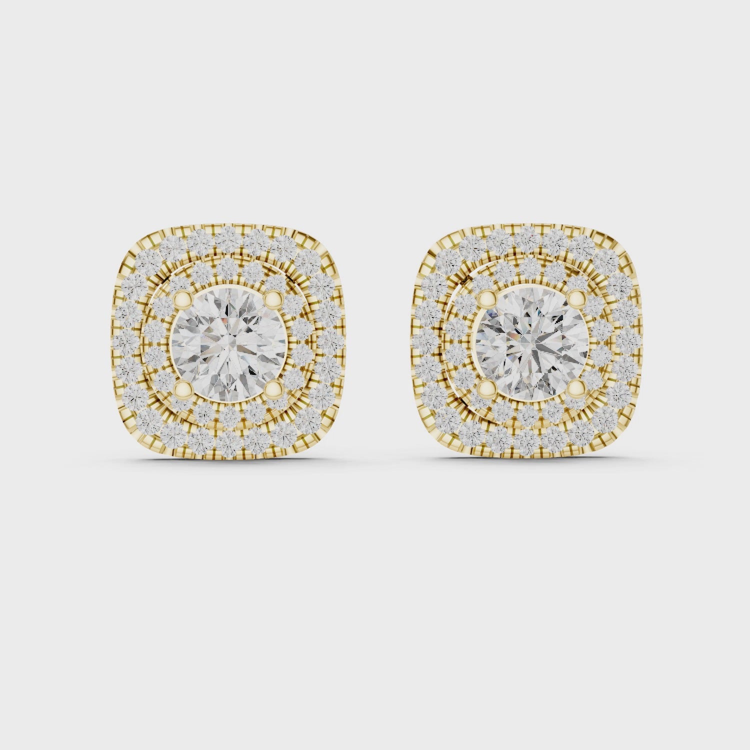 Cushion Double Halo Diamond Studs
