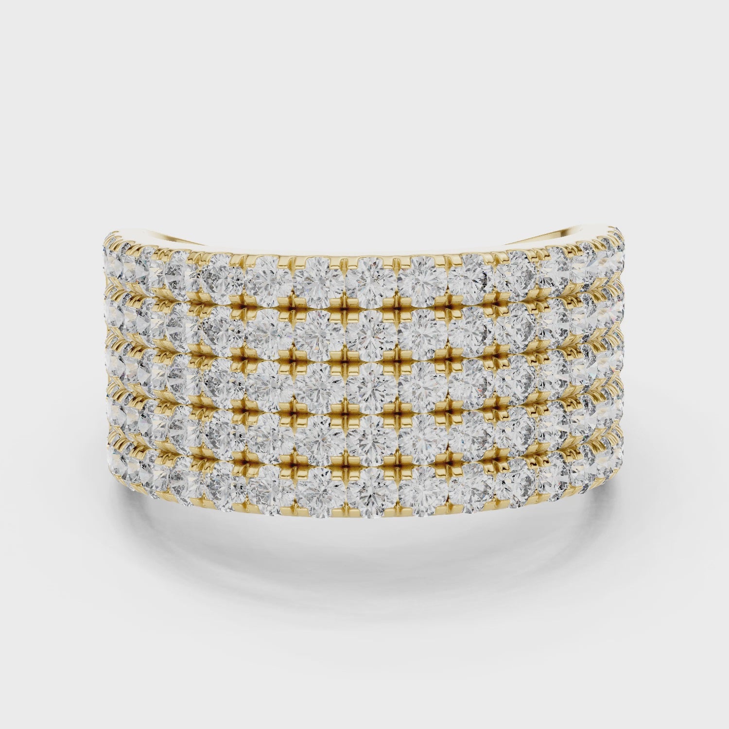 5-Row U-Cut Pave Diamond Statement Band