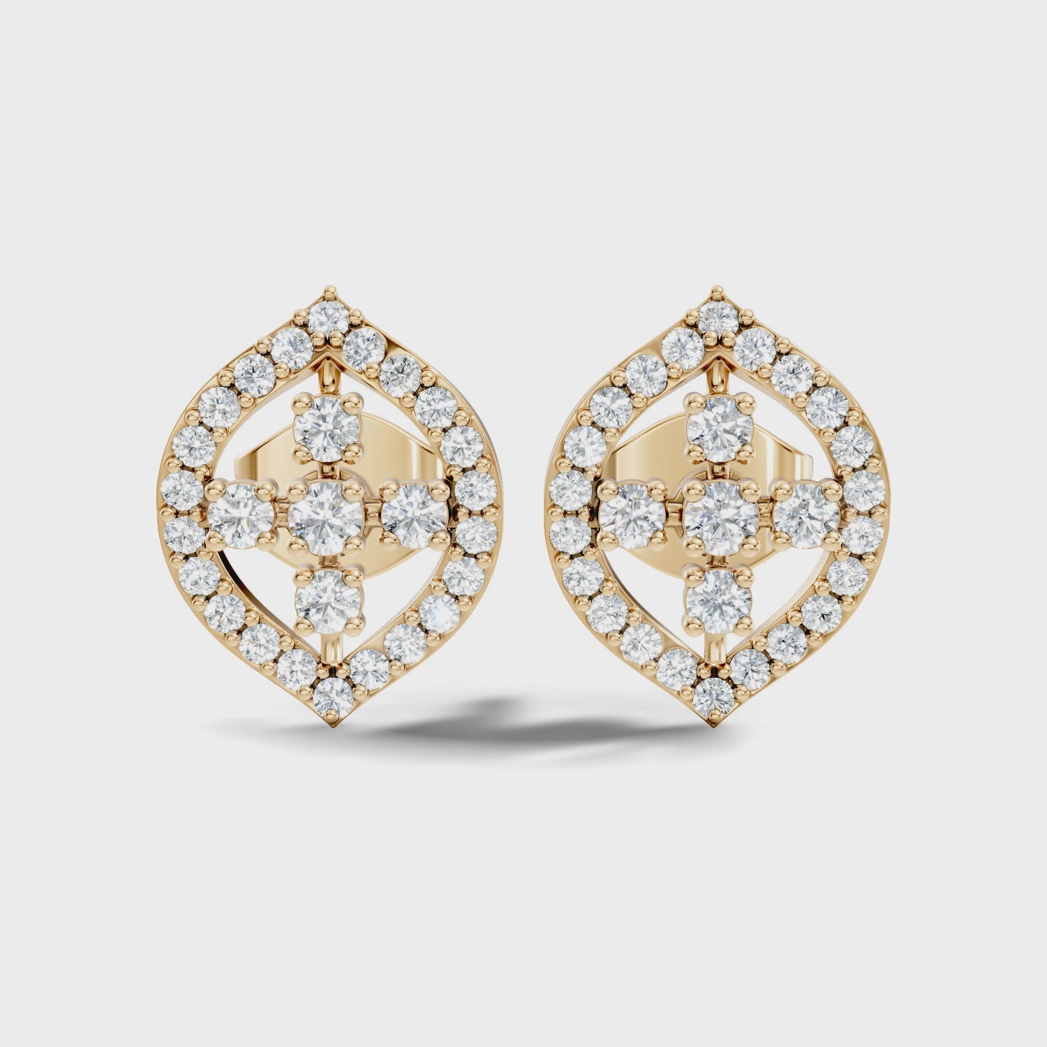 Round Diamond Marquise Openwork Cluster Stud