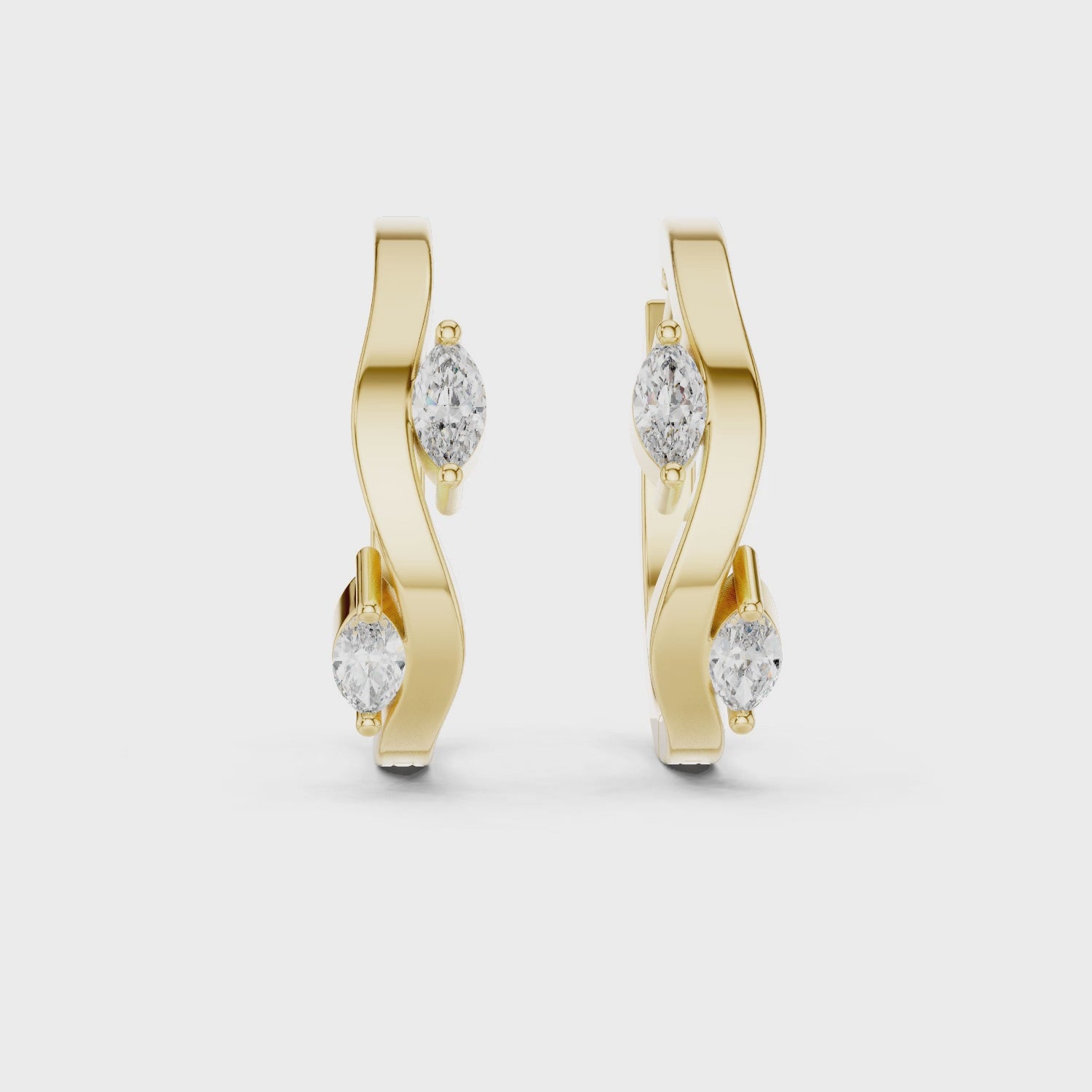 Marquise Cut Diamond Swirl Hoop Earrings