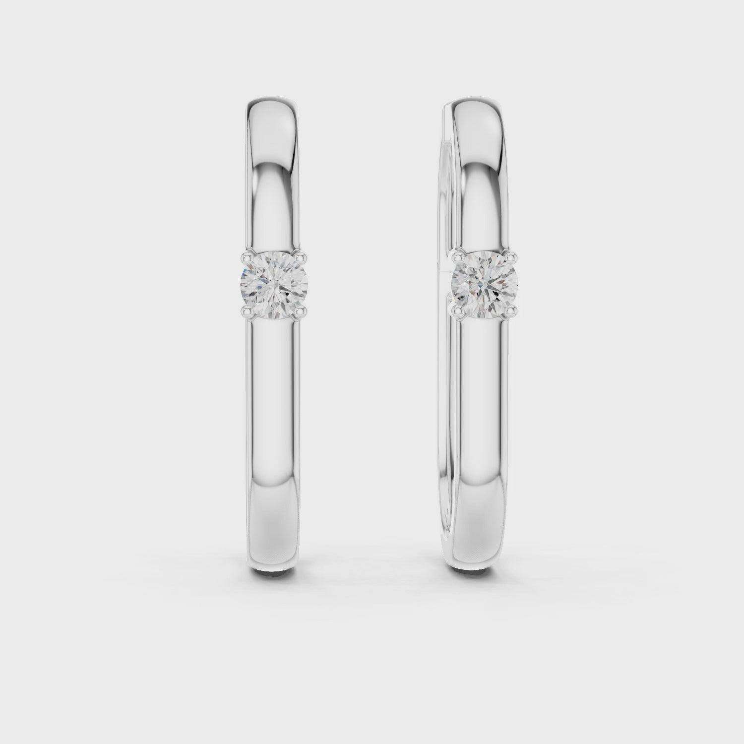 Minimalist Solitaire Accent Oval Hoop Earrings