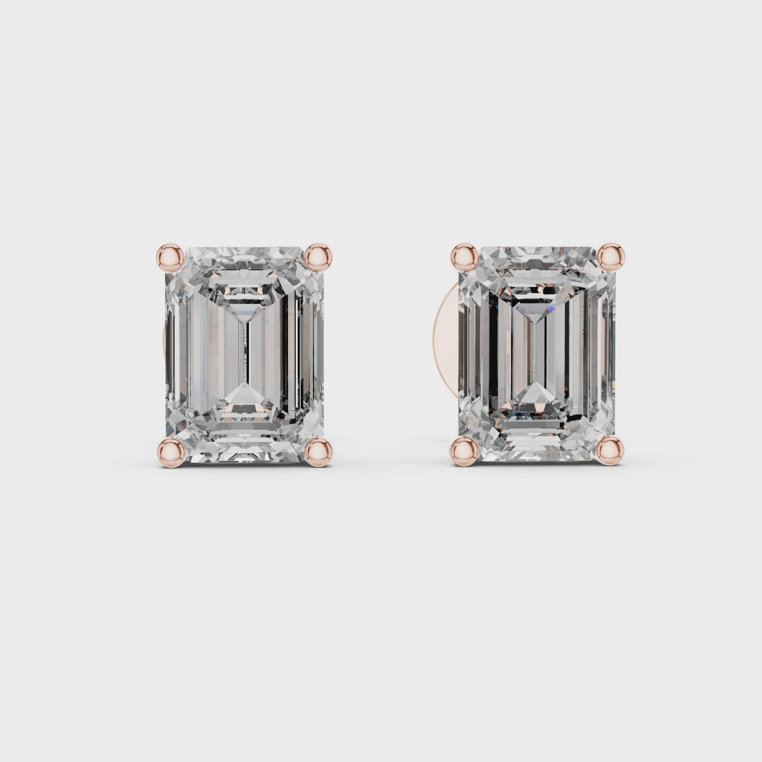 Emerald Cut Diamond Solitaire Stud